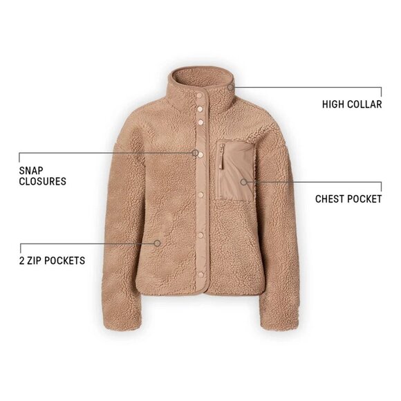 Fabletics Tahoe Teddy Jacket Tumbled Stone Green Sherpa Soft Cozy Women's Sz XL - Picture 4 of 16